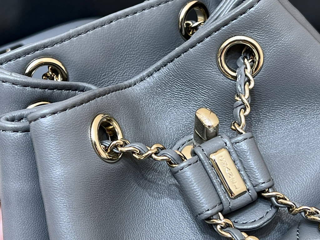 Chanel AS3787 Small Backpack Calfskin Gold-Tone Gray