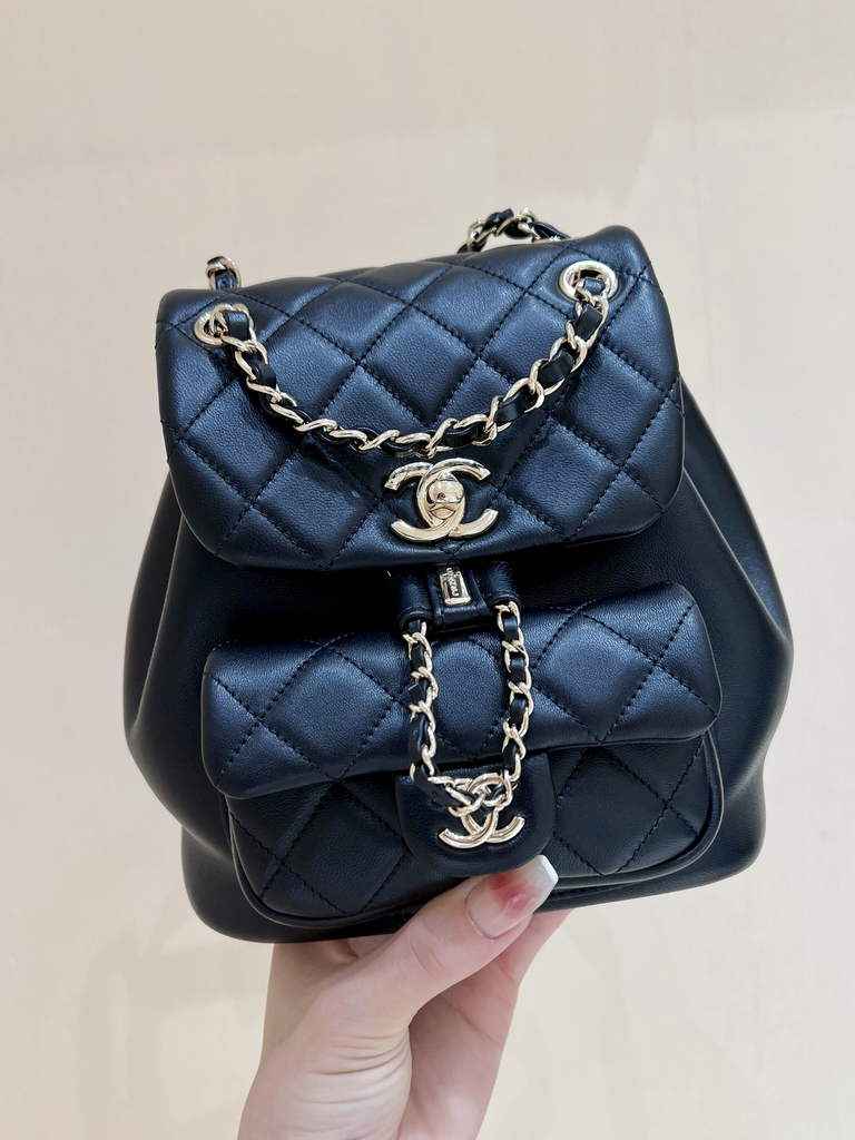 Chanel AS3787 Small Backpack Calfskin Gold-Tone Black