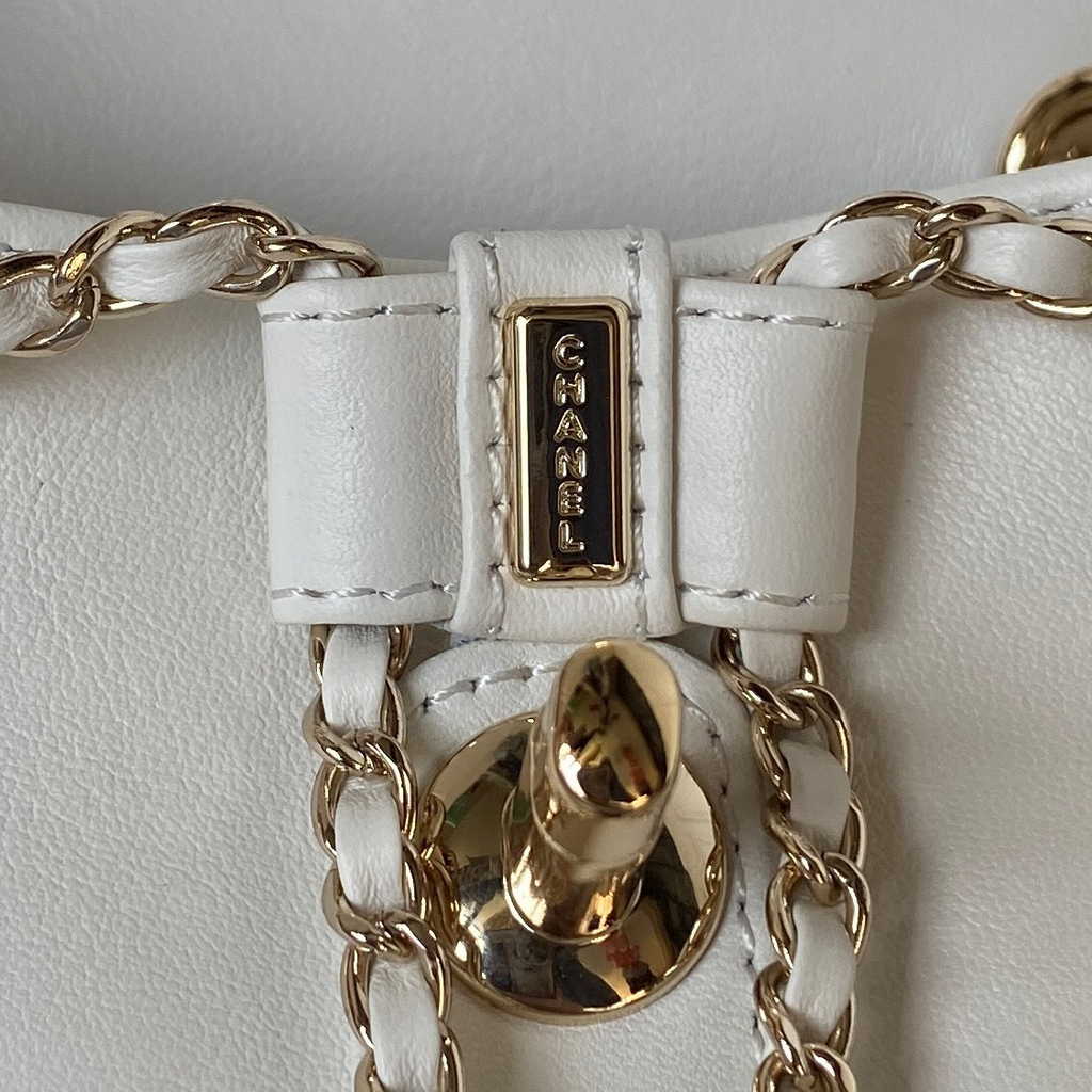 Chanel AS3787 Small backpack Lambskin gold White