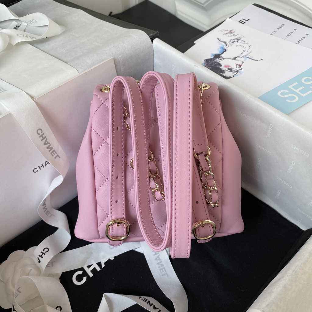 Chanel AS3787 Small backpack Lambskin gold Pink