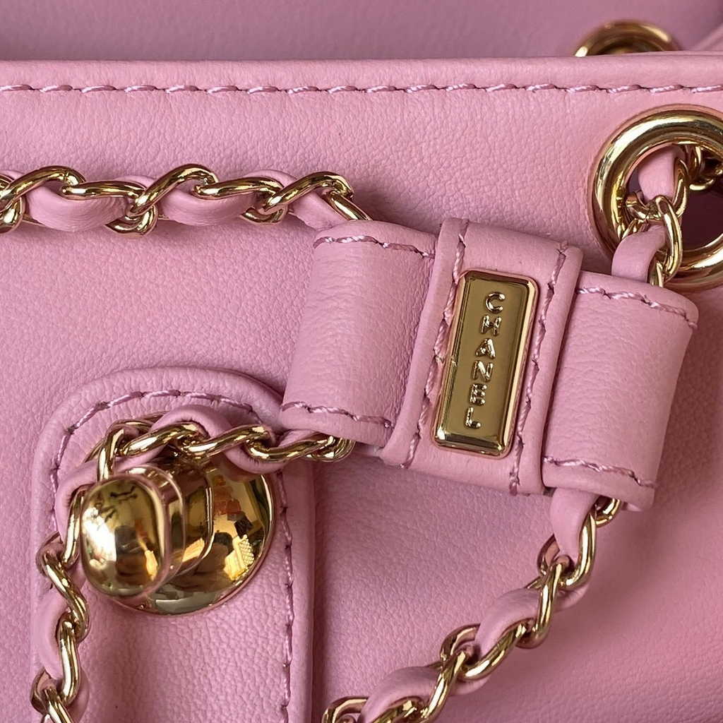 Chanel AS3787 Small backpack Lambskin gold Pink