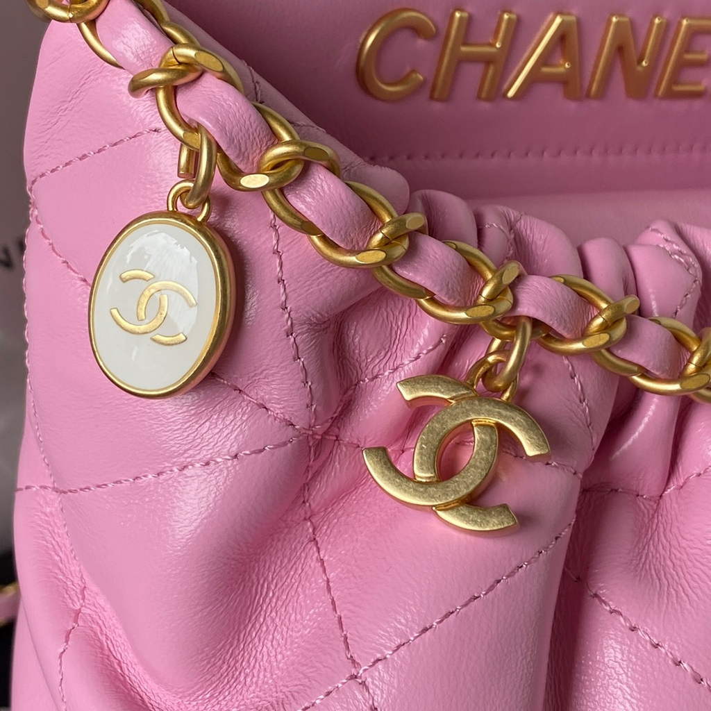 Chanel AS3793 Small Bucket Bag Pink Lambskin Gold-Tone Metal