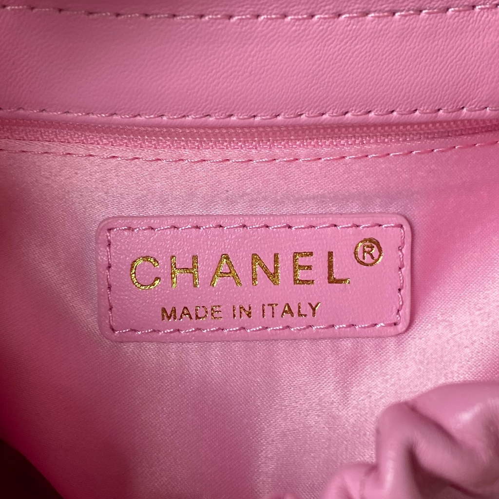 Chanel AS3793 Small Bucket Bag Pink Lambskin Gold-Tone Metal