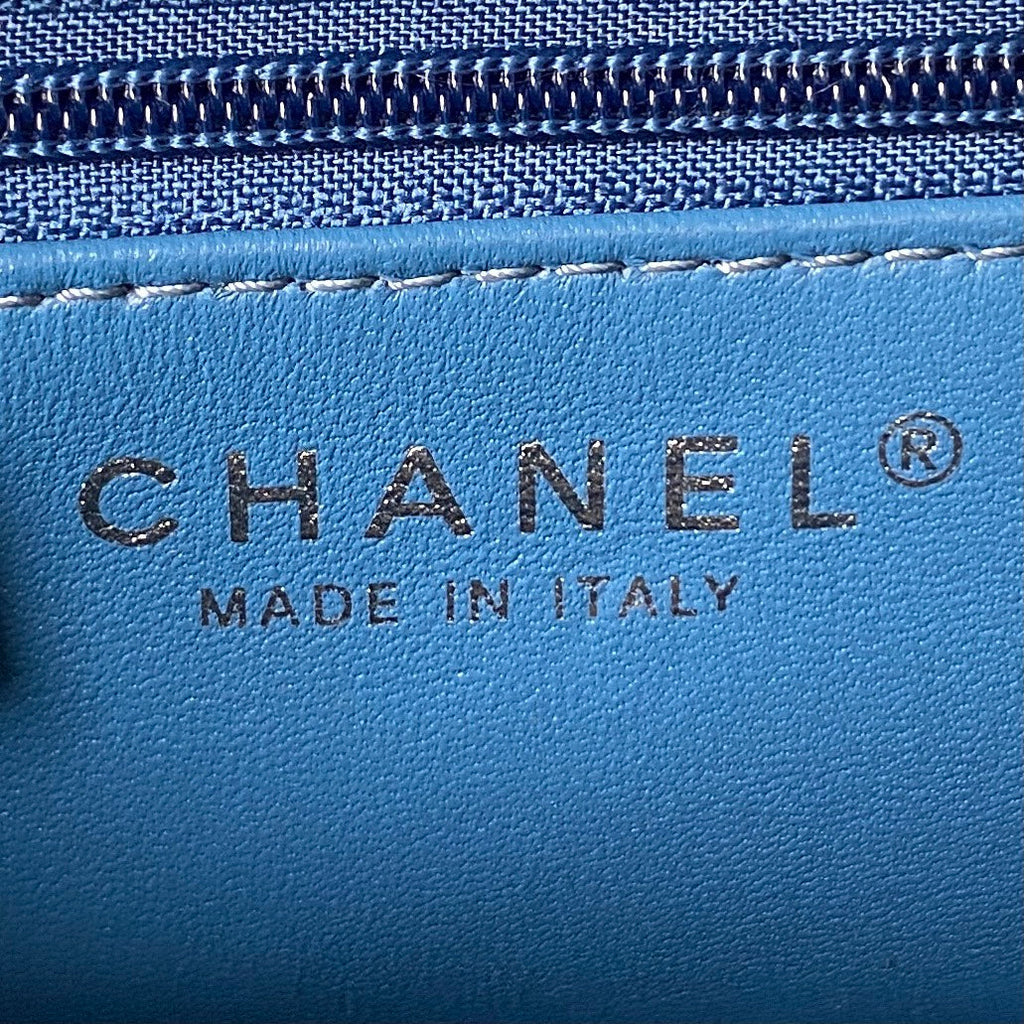 Chanel AS3828 Mini Flap Bag Denim Silver-Tone Metal Blue