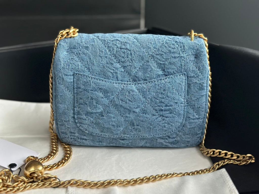 Chanel AS3828 Mini Flap Bag Denim Gold-Tone Metal Blue