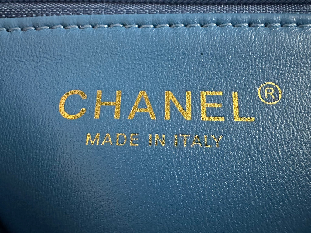 Chanel AS3828 Mini Flap Bag Denim Gold-Tone Metal Blue