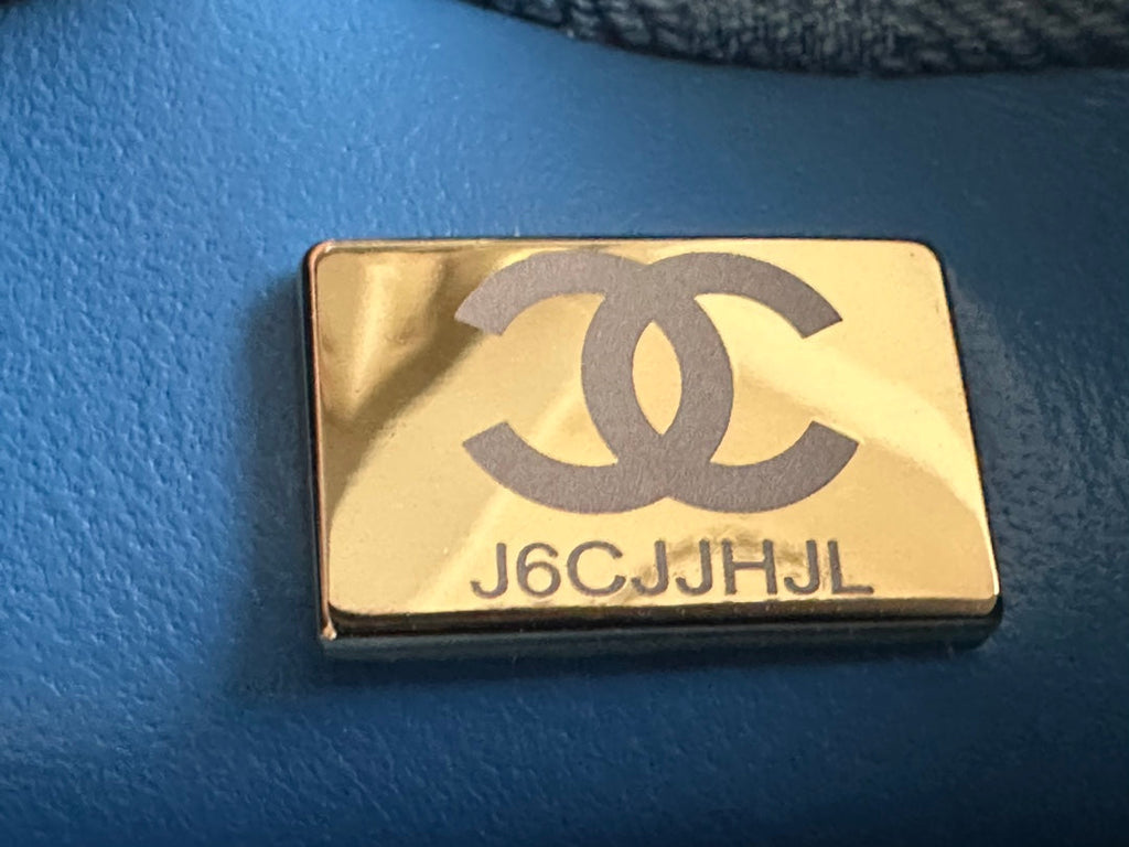 Chanel AS3828 Mini Flap Bag Denim Gold-Tone Metal Blue