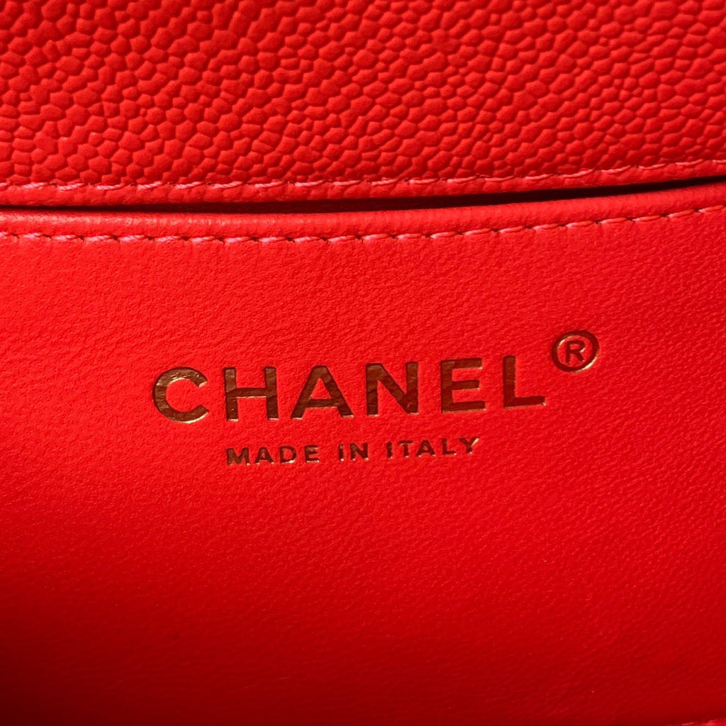 Chanel AS3828 Mini Flap Bag Grained Calfskin Gold-Tone Metal Red