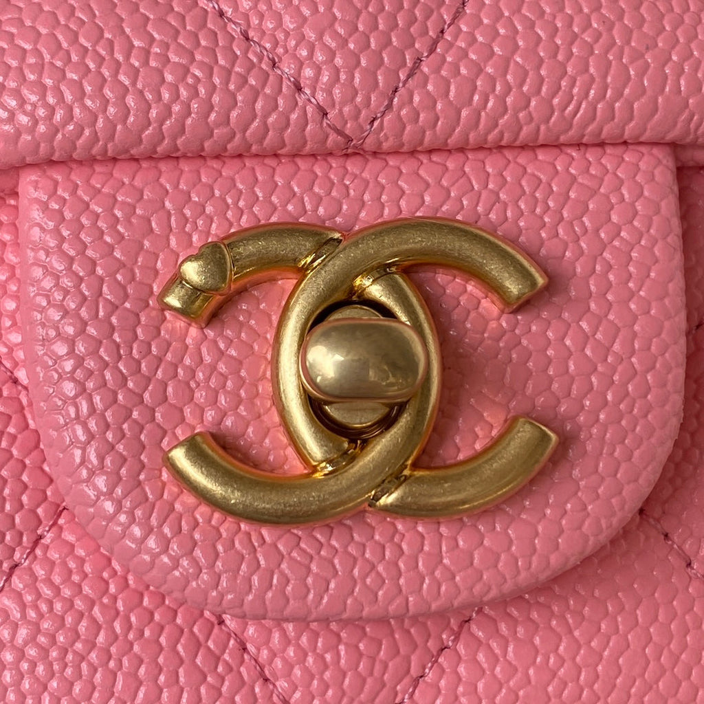 Chanel AS3828 Mini Flap Bag Grained Calfskin Gold-Tone Metal Pink