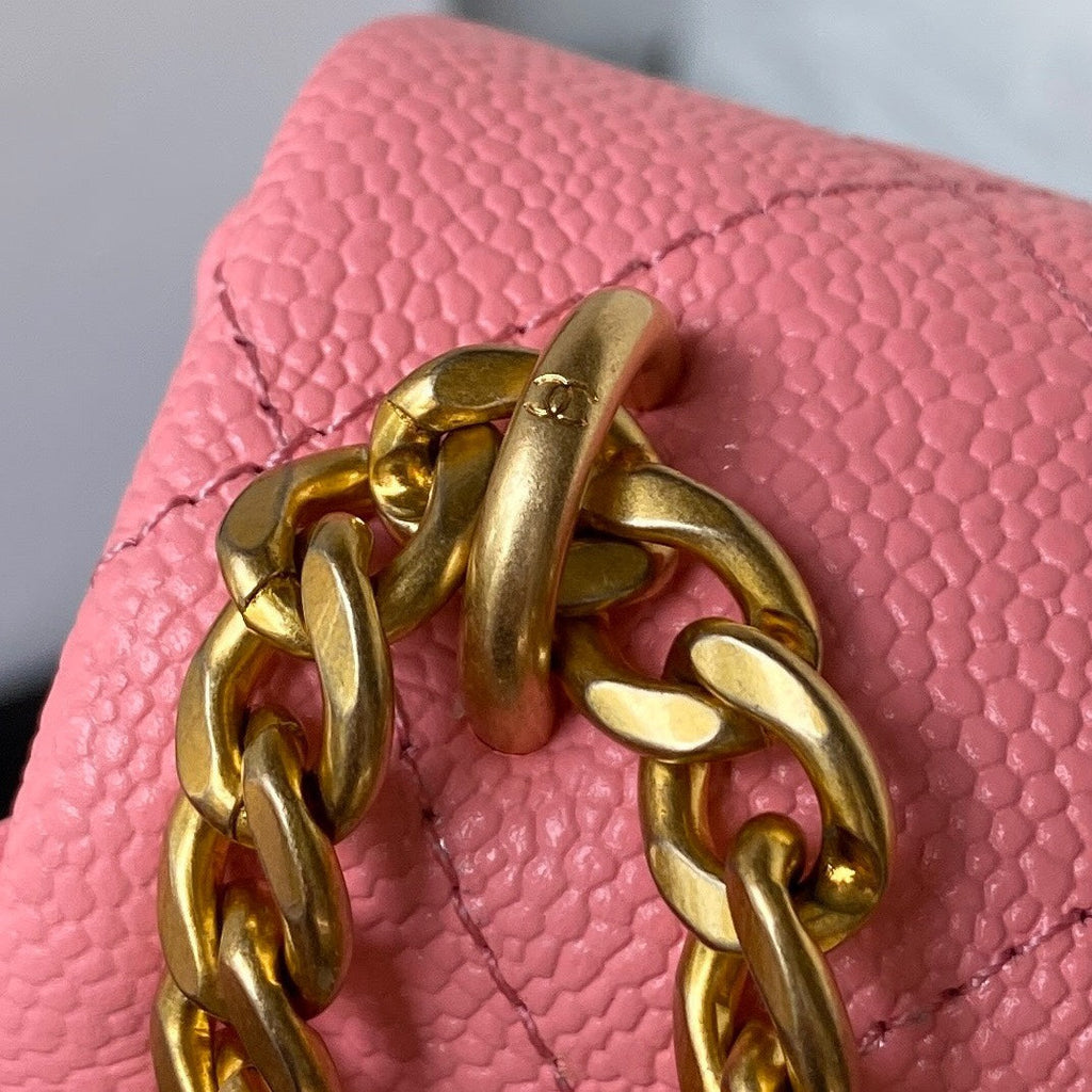 Chanel AS3828 Mini Flap Bag Grained Calfskin Gold-Tone Metal Pink