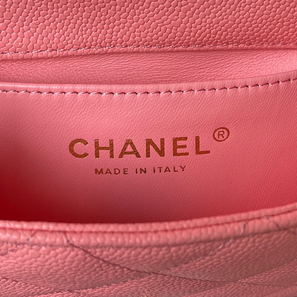 Chanel AS3828 Mini Flap Bag Grained Calfskin Gold-Tone Metal Pink