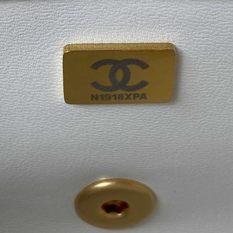 Chanel AS3828 Mini Flap Bag Grained Calfskin Gold-Tone Metal White