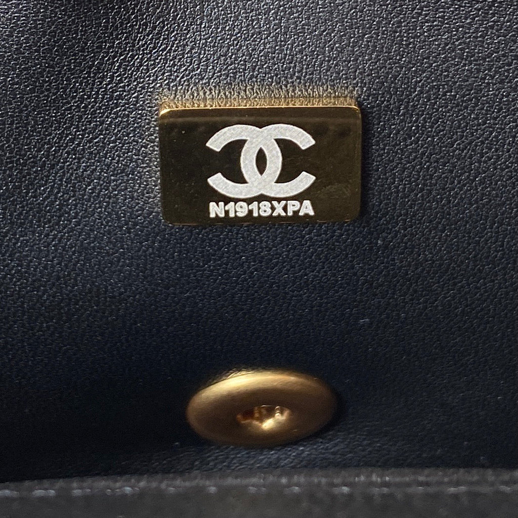 Chanel AS3828 Mini Flap Bag Grained Calfskin Gold-Tone Metal Black