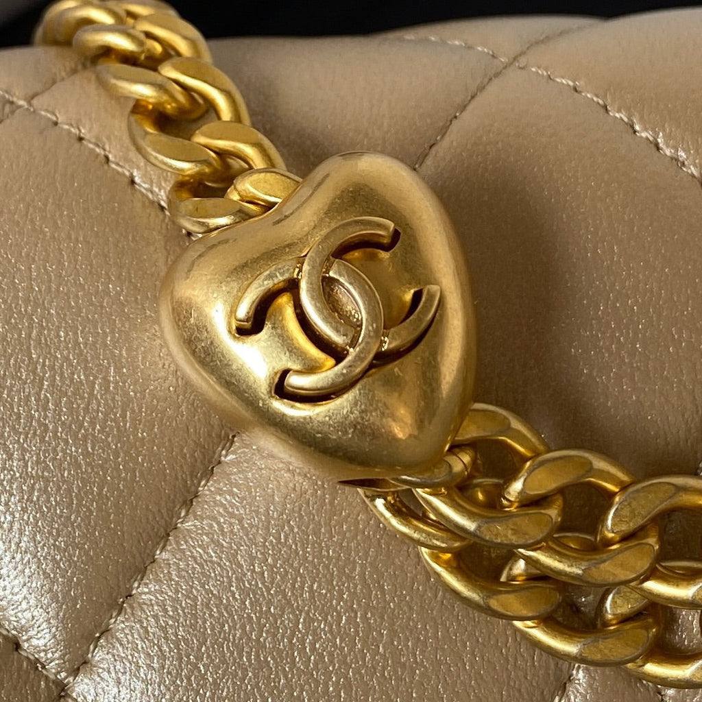 Chanel AS3828 Mini Flap Bag Grained Calfskin Gold-Tone Metal Gold