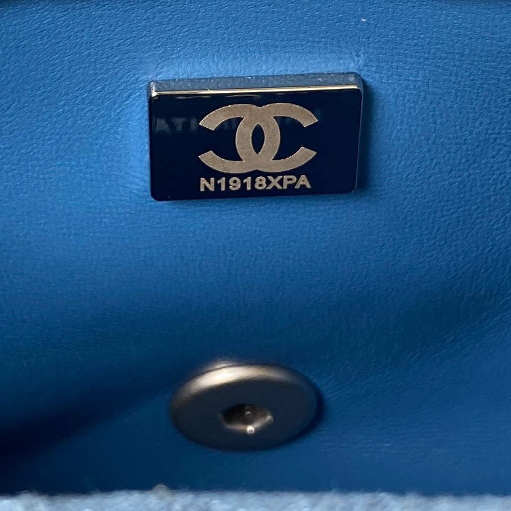 Chanel AS3829 Mini Flap Bag Denim Silver-Tone Metal Blue
