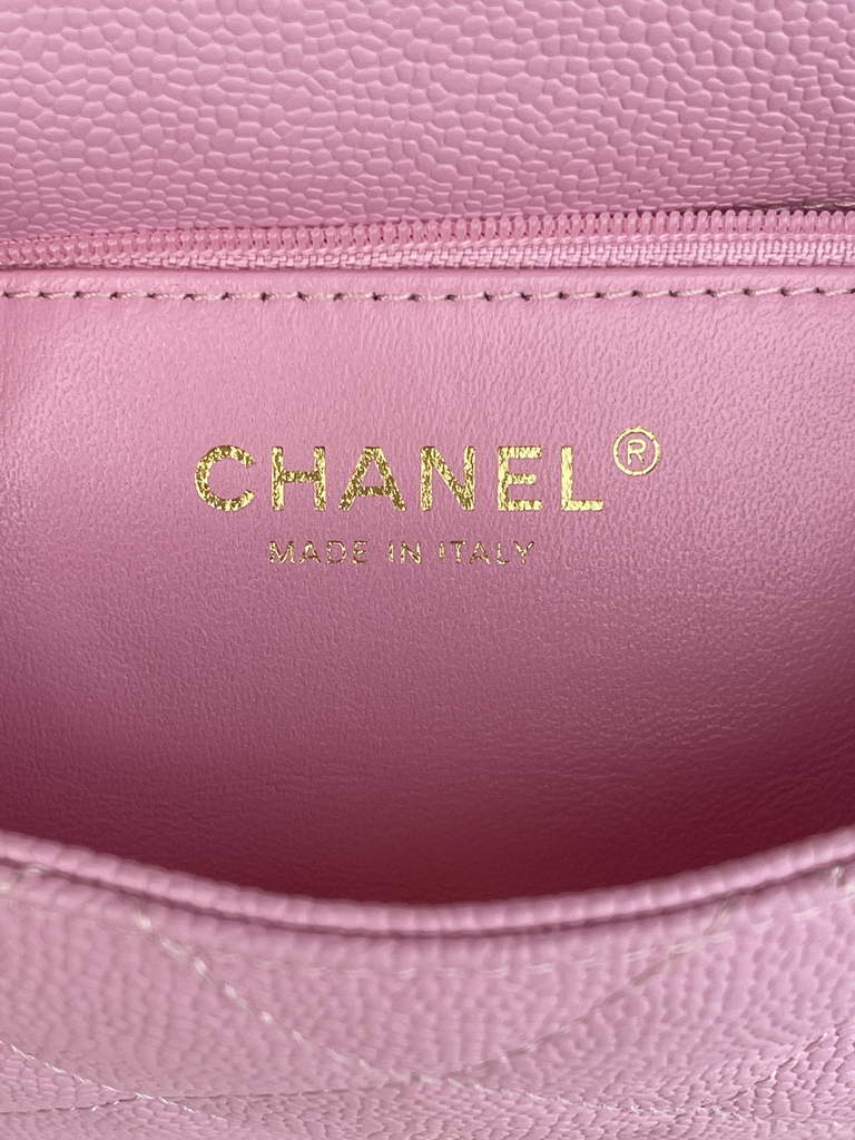 Chanel AS3829 Mini Flap Bag Grained Calfskin Gold-Tone Metal Pink