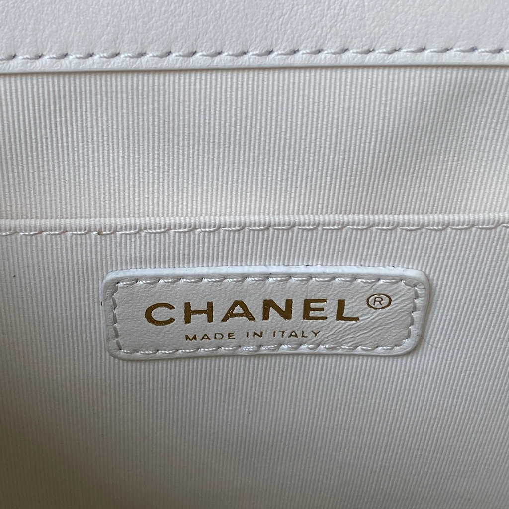 Chanel AS3860 backpack Lambskin gold White