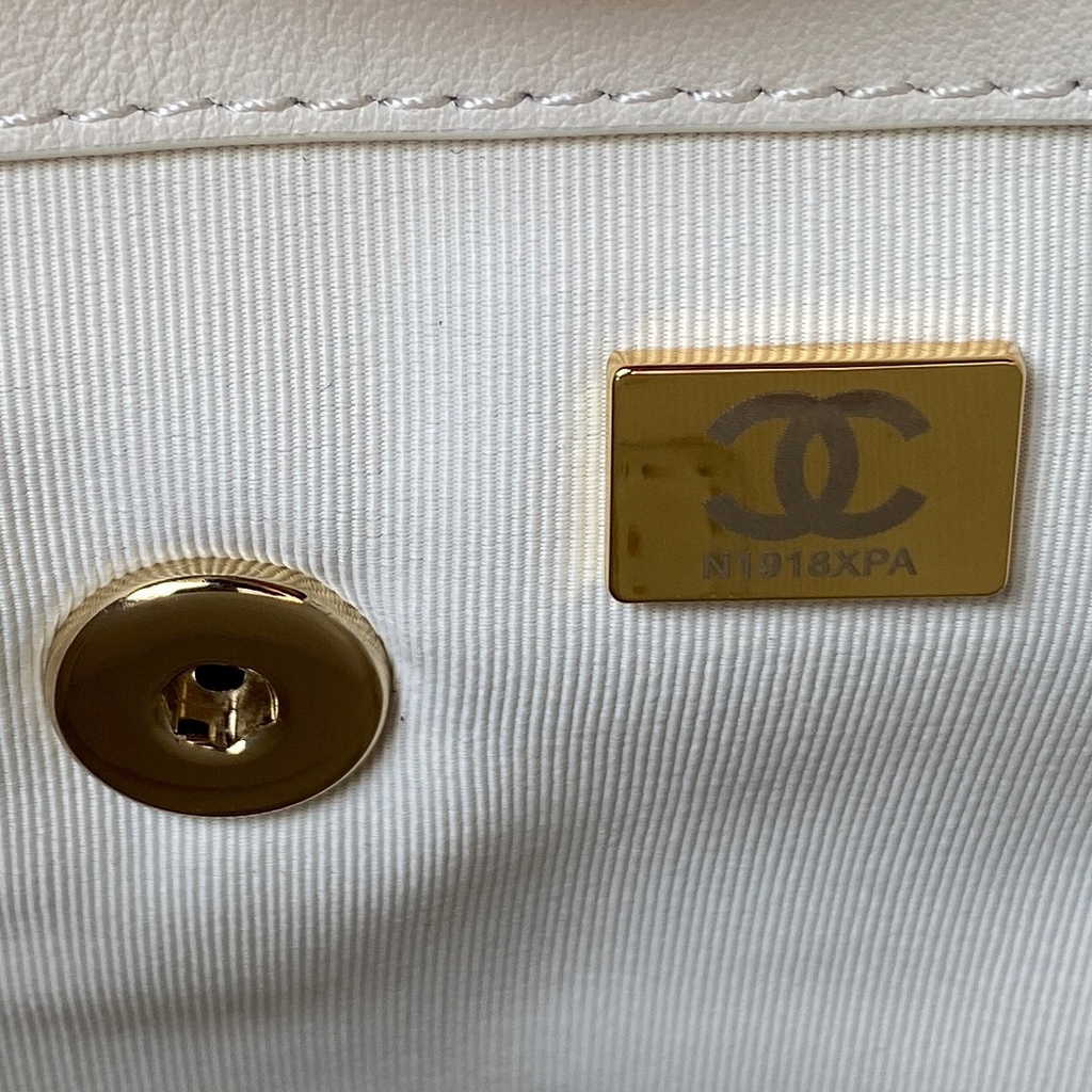 Chanel AS3860 backpack Lambskin gold White