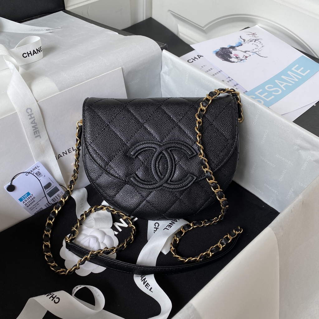 Chanel AS3867 Mini Messenger Bag Grained calfskin Black
