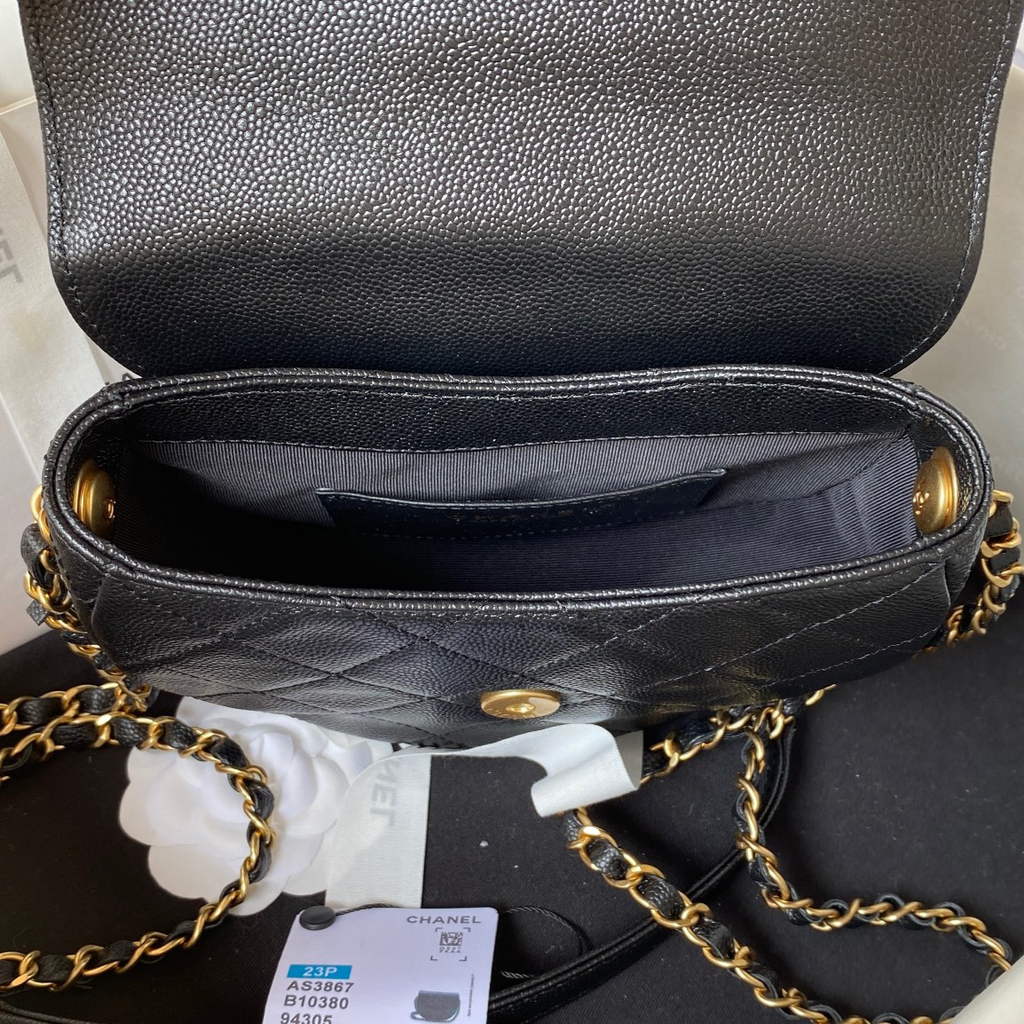 Chanel AS3867 Mini Messenger Bag Grained calfskin Black