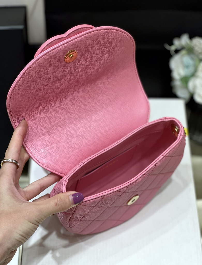 Chanel AS3867 Mini Messenger Bag Grained calfskin Pink