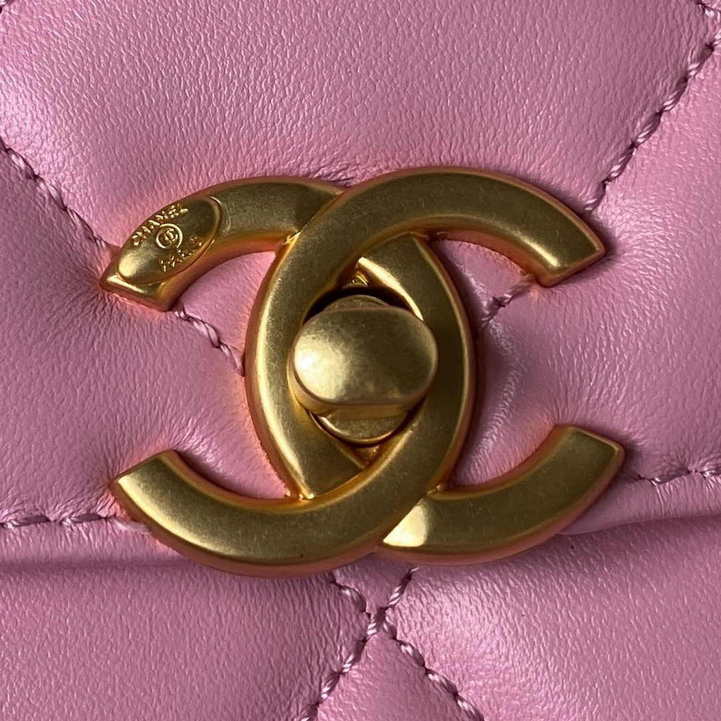 Chanel AS3884 Small Flap bag Lambskin gold-tone metal Pink