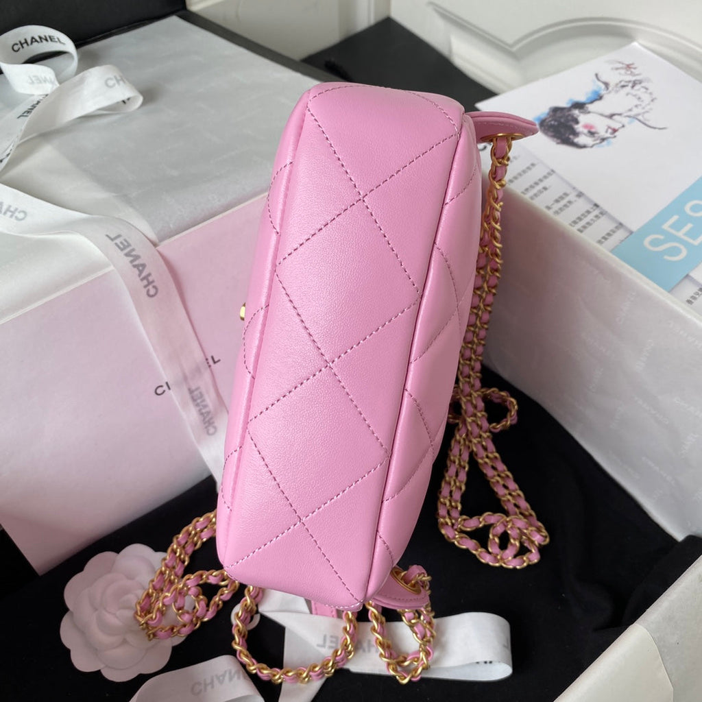 Chanel AS3884 Small Flap bag Lambskin gold-tone metal Pink