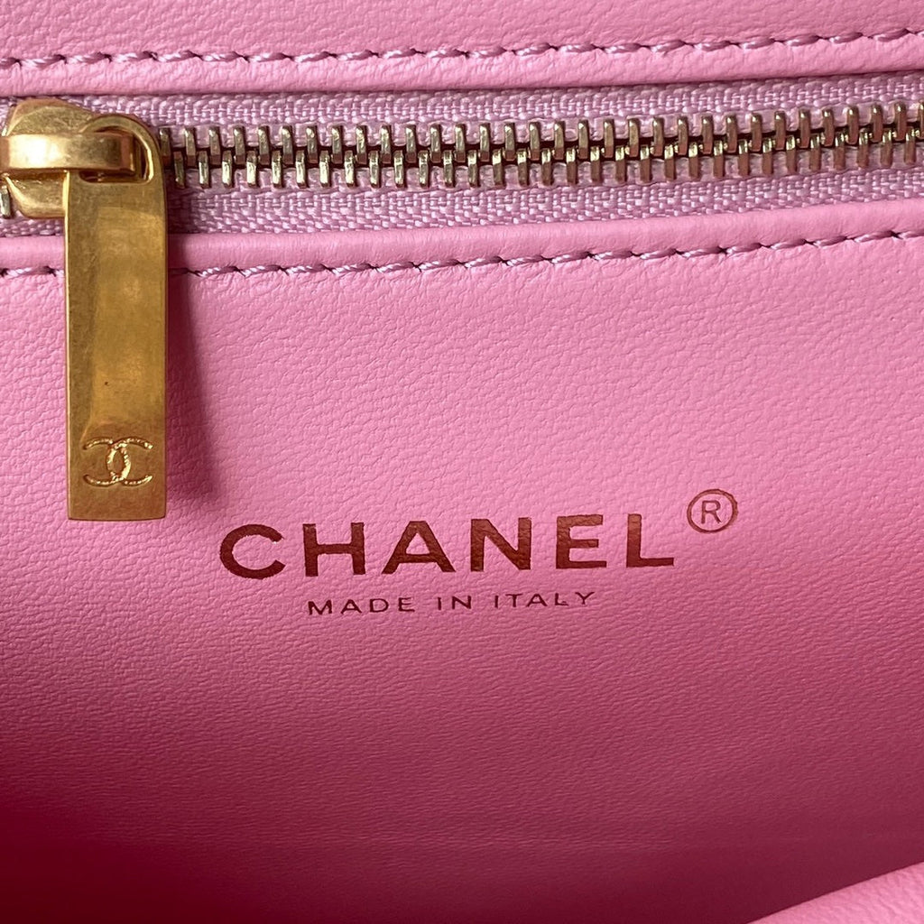 Chanel AS3884 Small Flap bag Lambskin gold-tone metal Pink