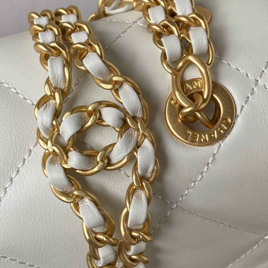 Chanel AS3884 Small Flap bag Lambskin gold-tone metal Beige