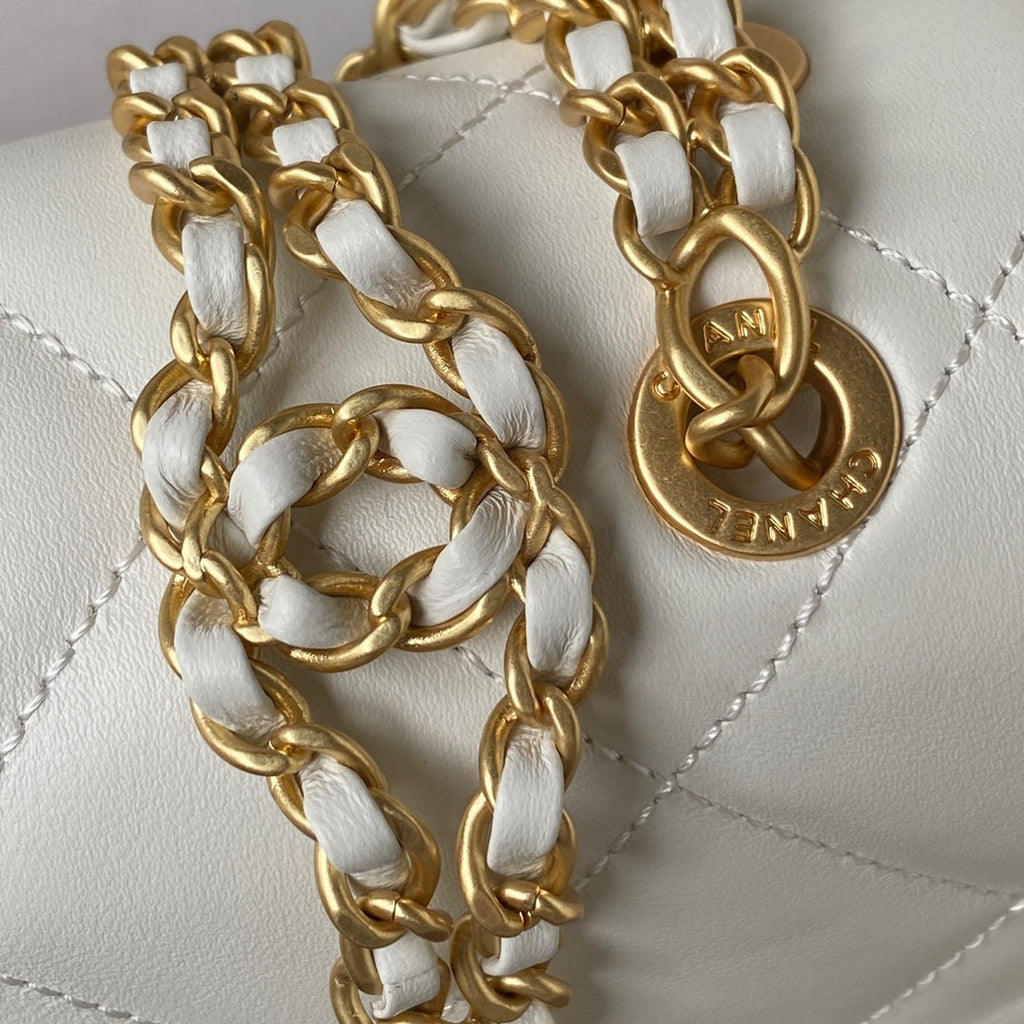 Chanel AS3884 Small Flap bag Lambskin gold-tone metal Beige