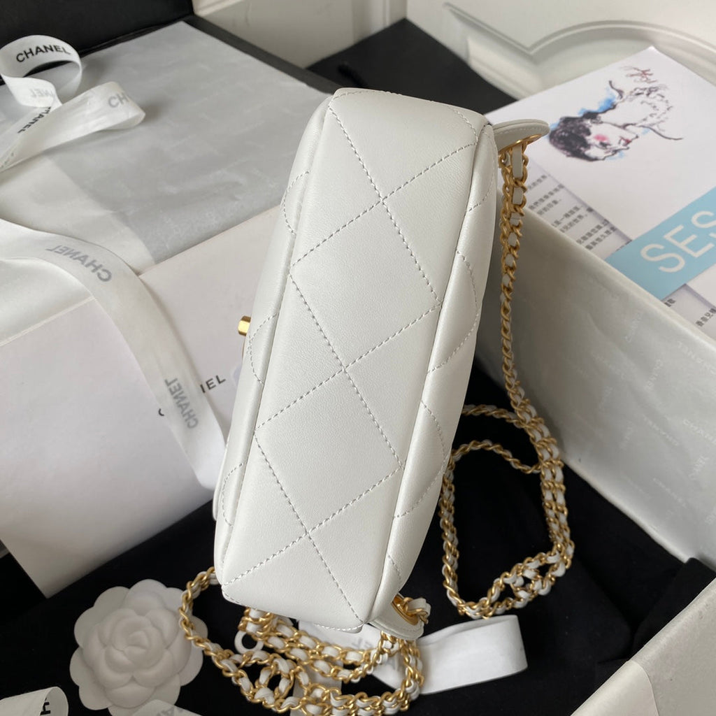 Chanel AS3884 Small Flap bag Lambskin gold-tone metal Beige