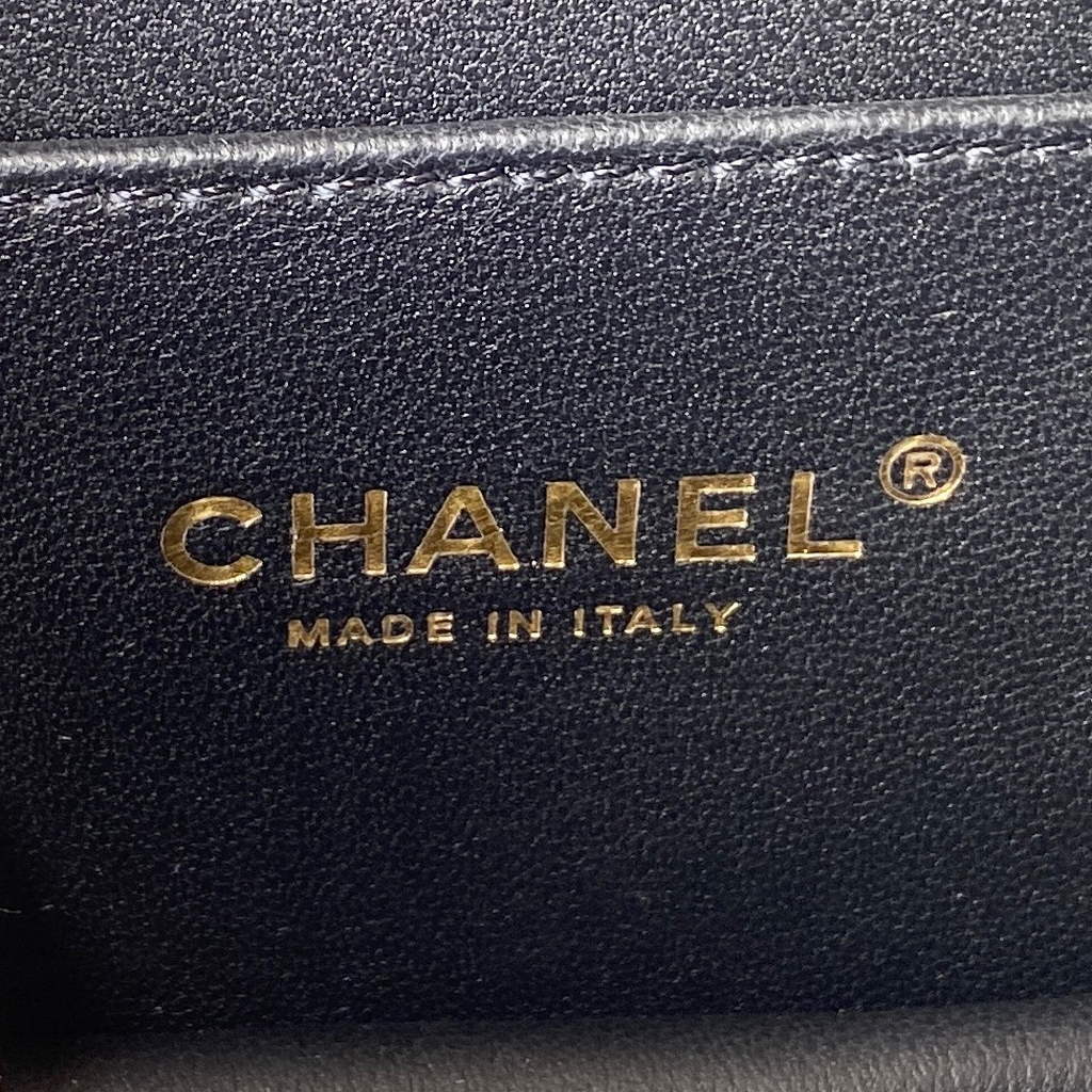 Chanel AS3886 Mini Flap Bag with Top Handle Shiny Calfskin Gold Black