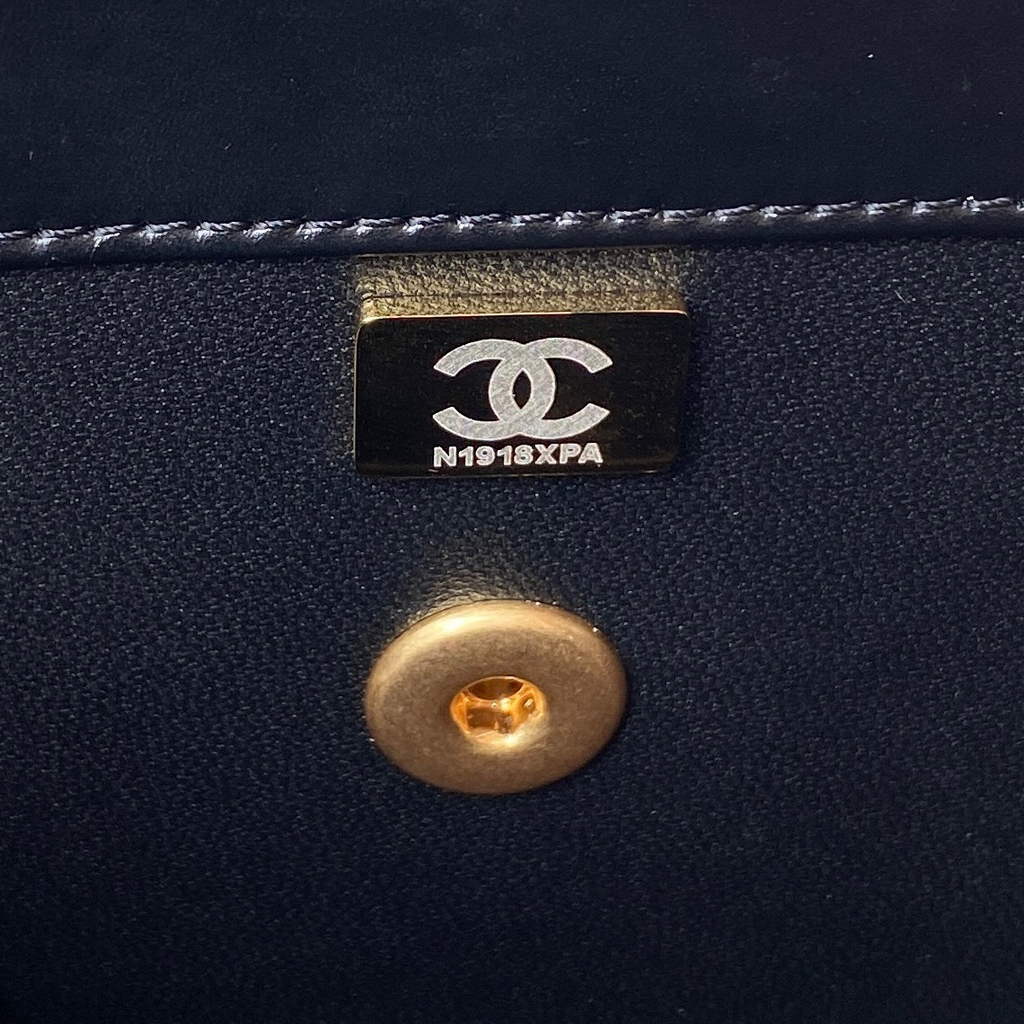 Chanel AS3908 Small Flap Bag with Top Handle Shiny calfskin Black