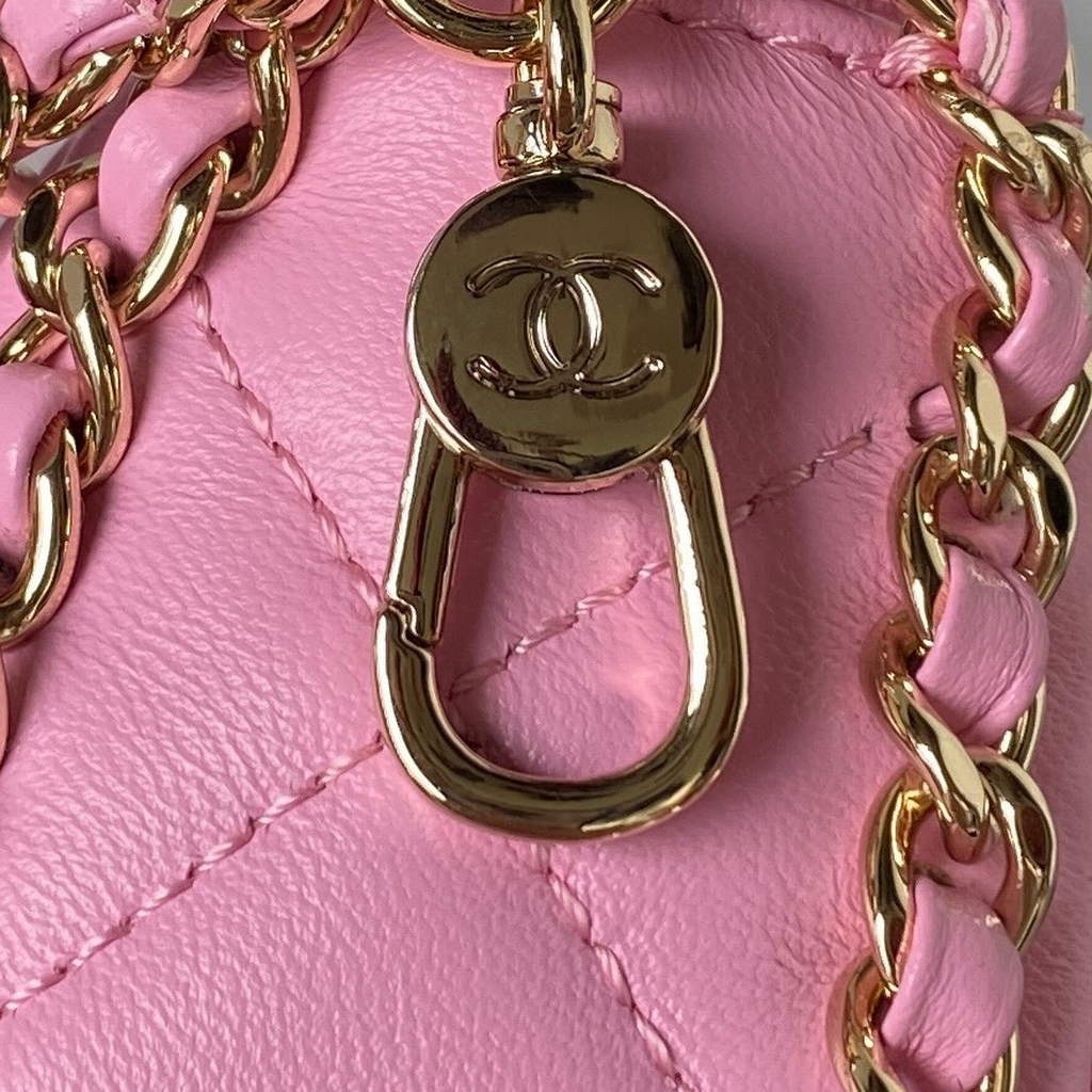 Chanel AS3917 Small Hobo Bag Lambskin Shiny Light Gold Metal Pink