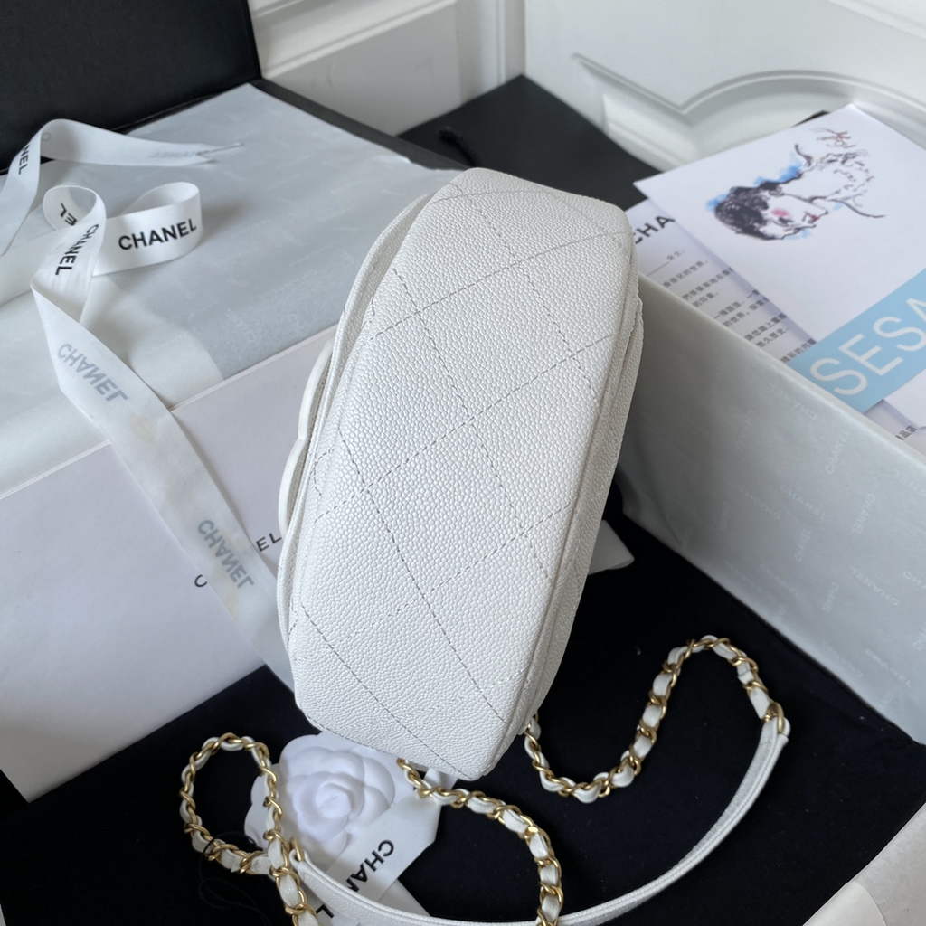 Chanel AS3919 Small Messenger Bag Grained calfskin White
