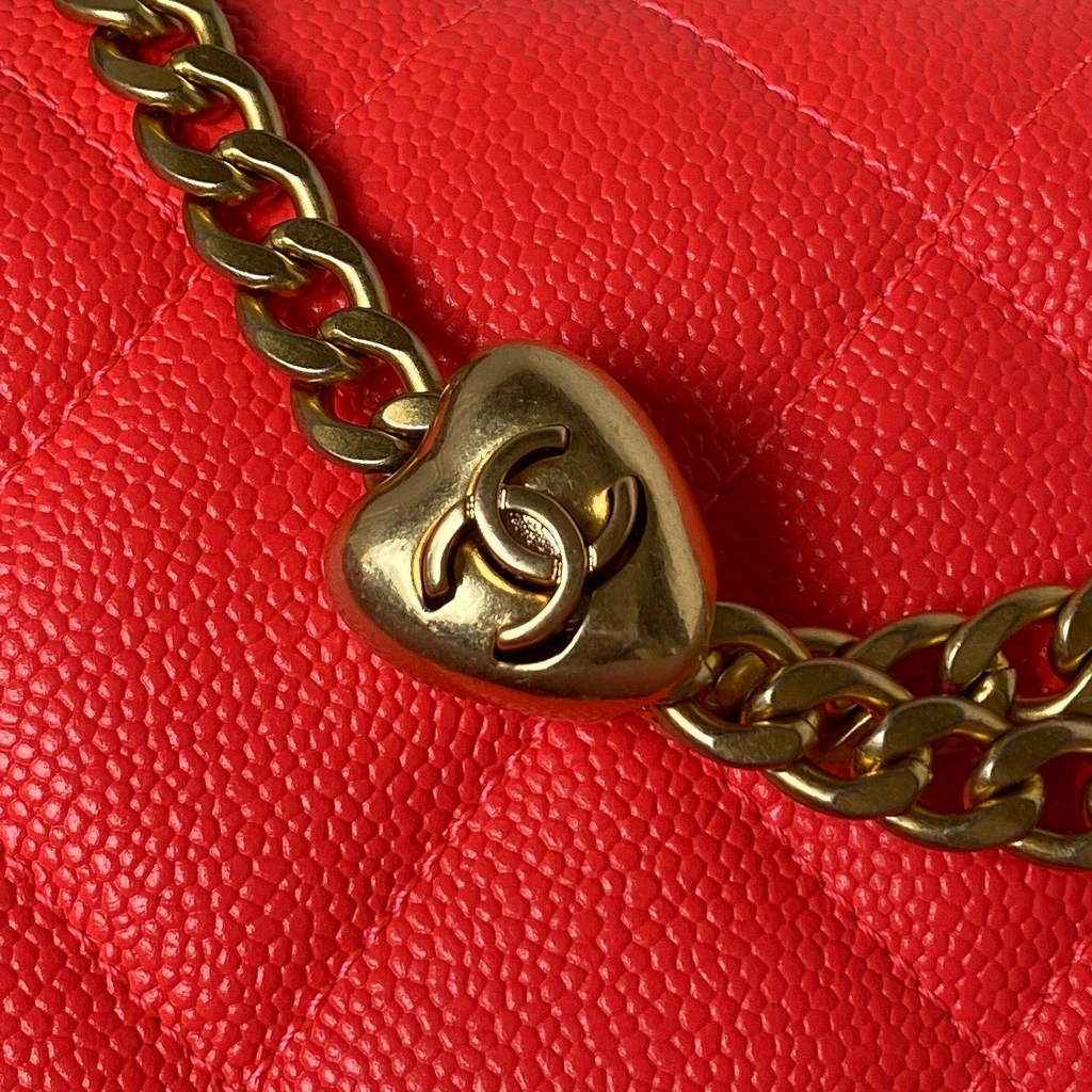 Chanel AS3921 Small Flap Bag Grained Calfskin Gold-Tone Metal Red
