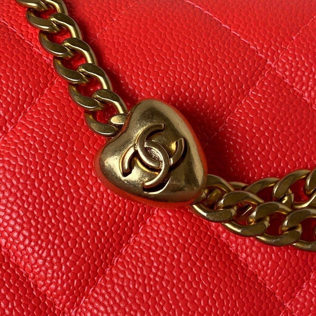 Chanel AS3921 Small Flap Bag Grained Calfskin Gold-Tone Metal Red