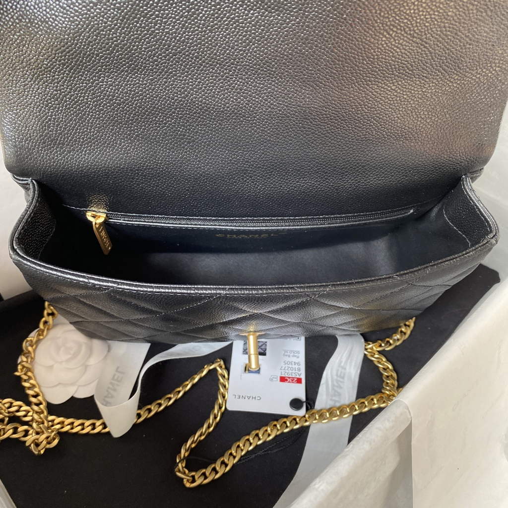 Chanel AS3921 Small Flap Bag Grained Calfskin Gold-Tone Metal Black