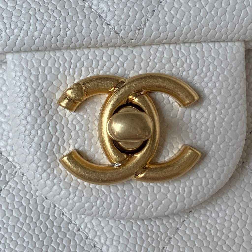 Chanel AS3921 Small Flap Bag Grained Calfskin Gold-Tone Metal White