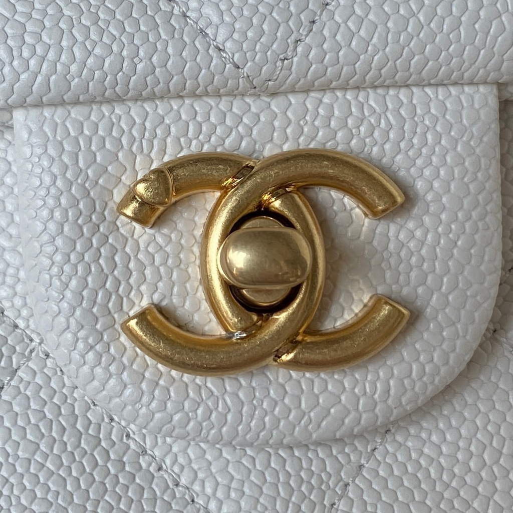 Chanel AS3921 Small Flap Bag Grained Calfskin Gold-Tone Metal White