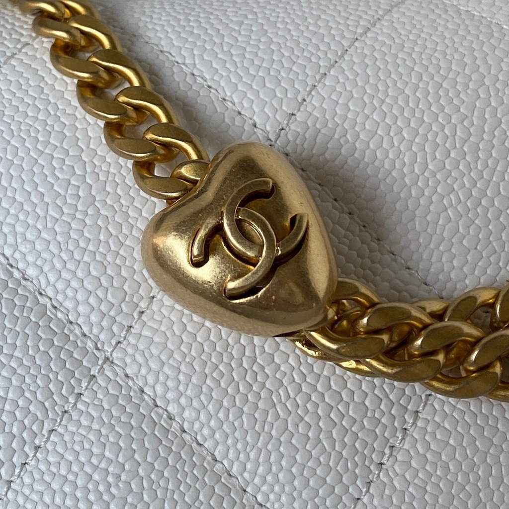 Chanel AS3921 Small Flap Bag Grained Calfskin Gold-Tone Metal White