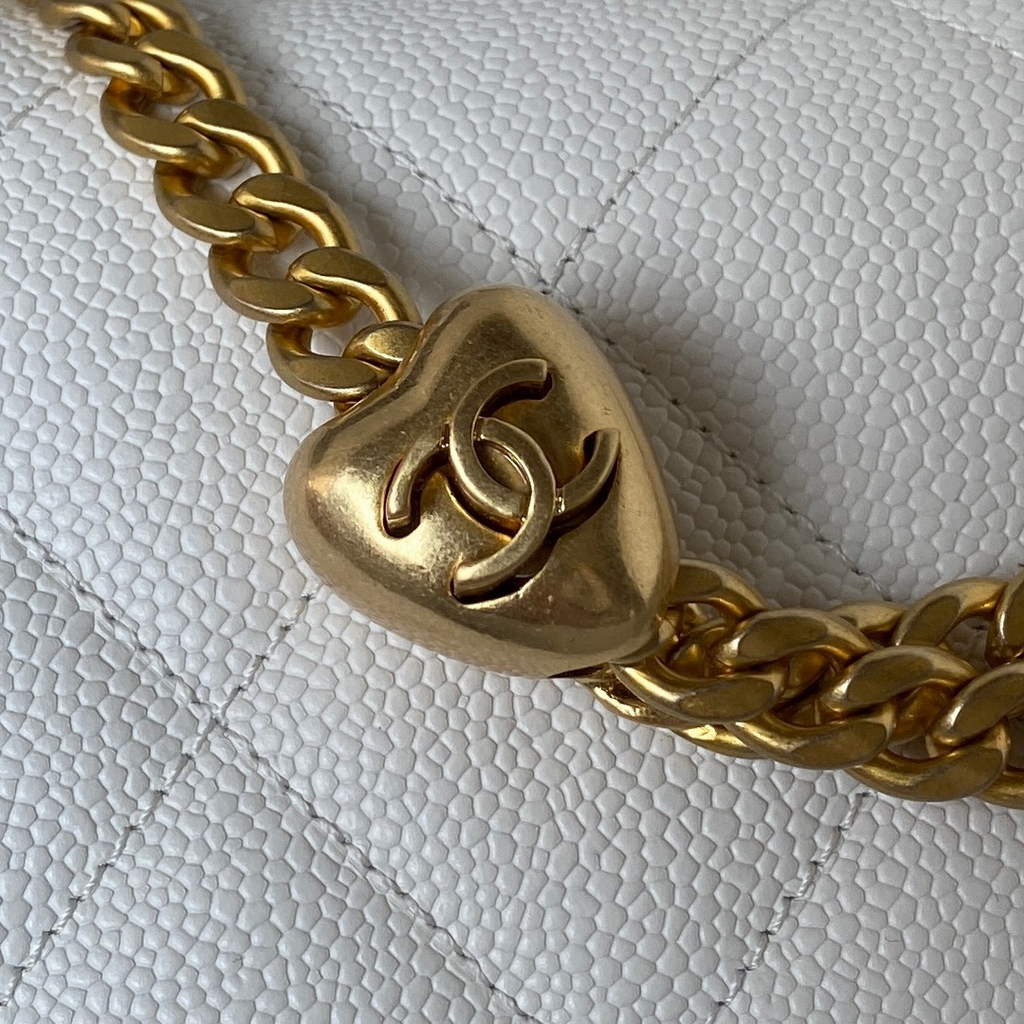 Chanel AS3921 Small Flap Bag Grained Calfskin Gold-Tone Metal White