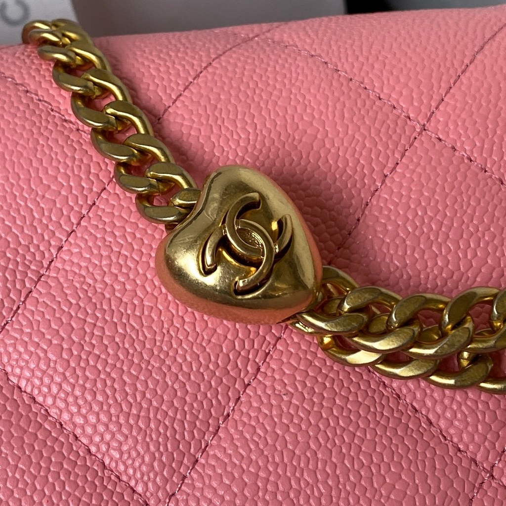 Chanel AS3921 Small Flap Bag Grained Calfskin Gold-Tone Metal Pink