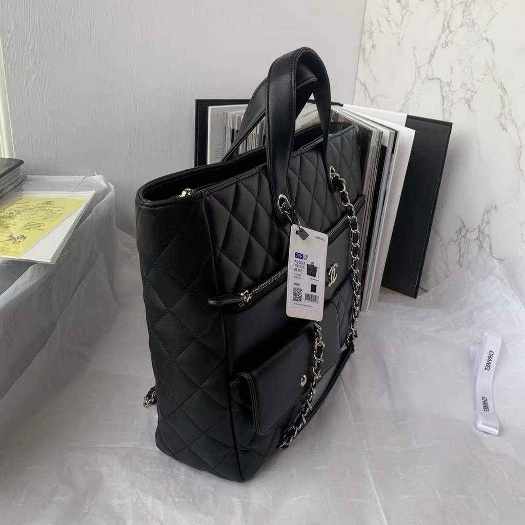 Chanel AS3928 Large Shopping Bag Lambskin In Black