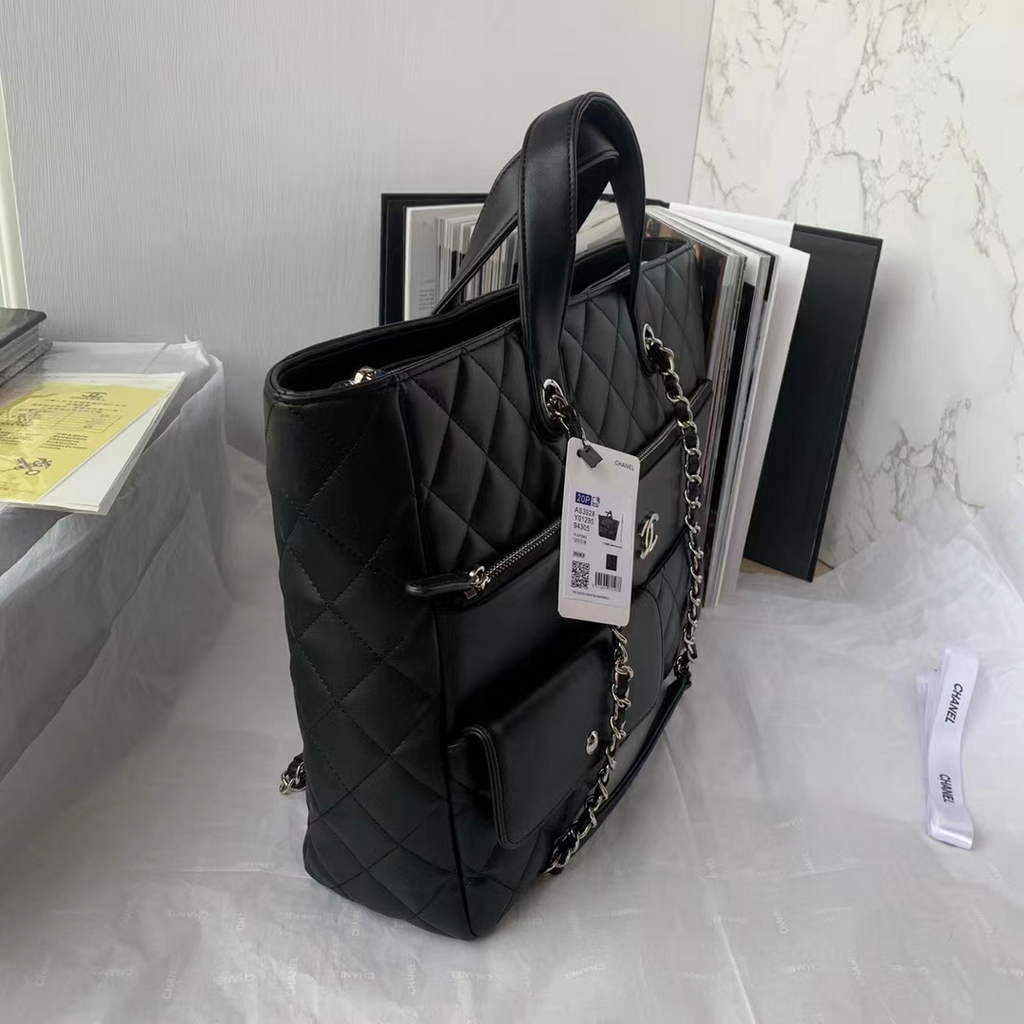 Chanel AS3928 Large Shopping Bag Lambskin In Black