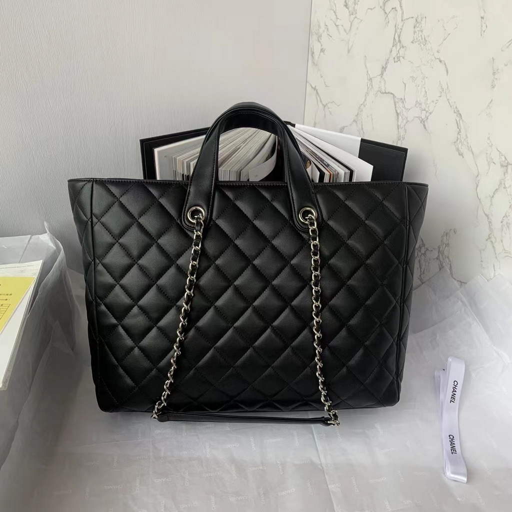 Chanel AS3928 Large Shopping Bag Lambskin In Black