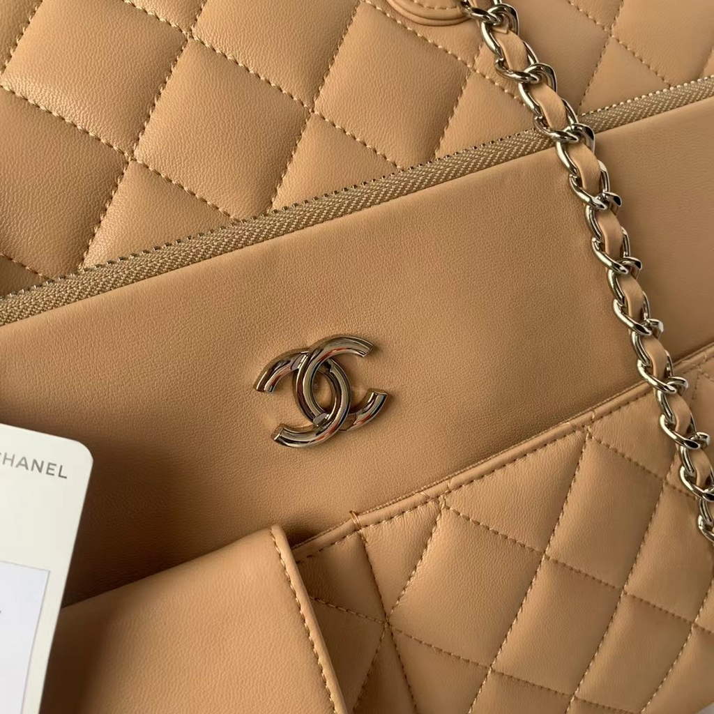 Chanel AS3928 Large Shopping Bag Lambskin In Dark Beige