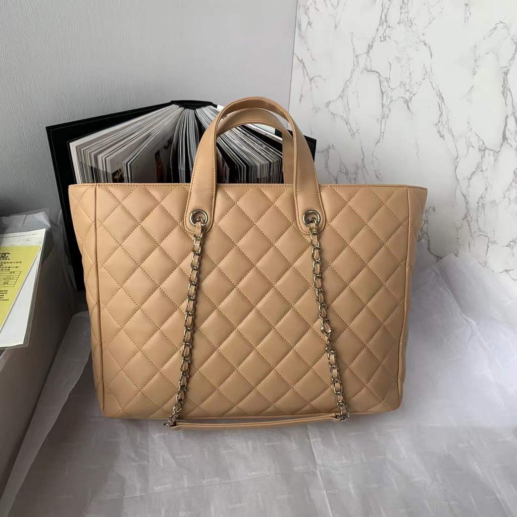 Chanel AS3928 Large Shopping Bag Lambskin In Dark Beige