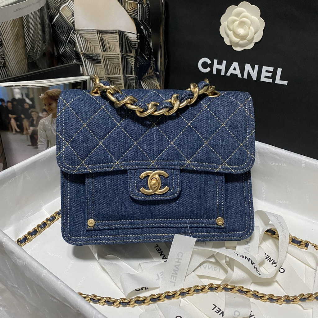 Chanel AS3932 Flap Bag Lambskin Denim blue