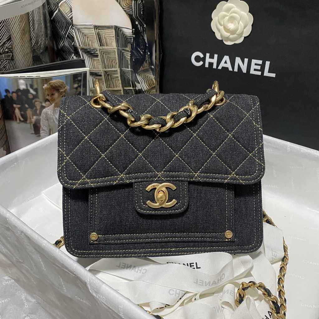Chanel AS3932 Flap Bag Lambskin Denim black